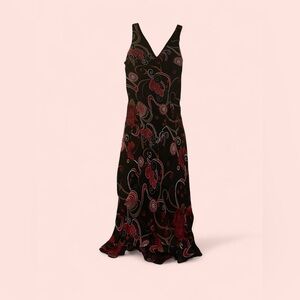 Floral Black and Red Maxi Dress